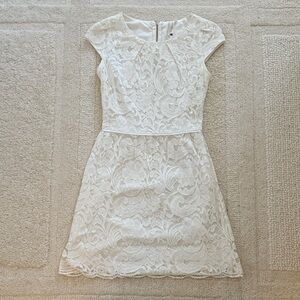 Pink Owl White Lace Mini Dress